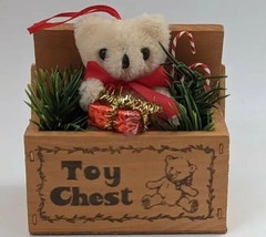 Vintage Teddy Bear  Wooden Toy Chest Christmas Ornament - £6.41 GBP