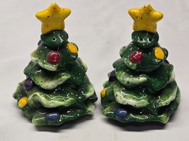 Vintage Christmas Tree Salt &amp; Pepper Shaker Set - Farmhouse Country Holi... - $9.98