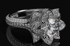2.00 Ct Round Cut Diamond White Lotus Flower Wedding Ring 10K White Gold Finish - £89.68 GBP