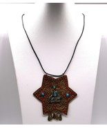Vtg Tibetan Gau Buddah Brass Pendant Indian necklace Coral Turquoise Col... - $1,392.31 MXN