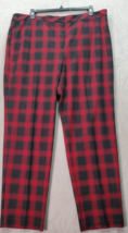 J. Jill Pants Women Sz 22 Red Black Plaid Cotton Premium Bi Stretch Straight Leg - £20.33 GBP