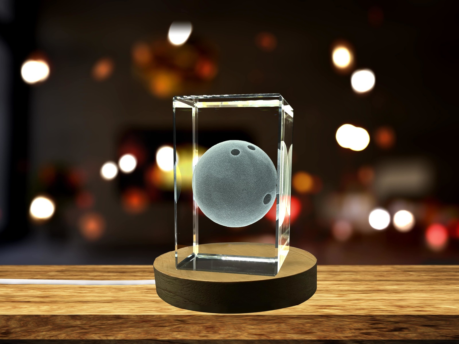 LED Base included | Bowling-Ball |-3d-Engraved-Crysta-Keepsake | Gift/Decor