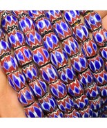 Vintage Blue Chevron Venetian inspired Beads Glass Beads Necklace NC-1014 - $63.10 CAD