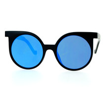 Mujer Circulares Cateye Gafas de Sol Súper Plano Lente Espejo UV 400 - £8.83 GBP
