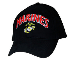 Marine Corps Ega Logo Black Military Hat Cap - £26.57 GBP