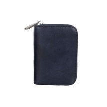 Men&#39;s And Women&#39;s Cowhide Wallet Retro Zipper Purse Change Card Key Bag Leather  - £20.71 GBP