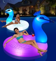 DeeprBetter Inflatable Pool Float with Colorful Lights, Solar Peacock Ri... - $2,190.20 MXN