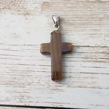 Vintage Pendant Tigers Eye Cross - No Chain Included - £9.42 GBP