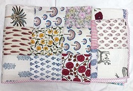 Patch Handmade Printed Cotton Kantha Bedspread Top Selling Indian Kantha Throw B - £100.52 GBP