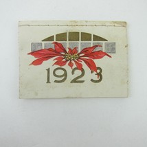 Antique 1923 Calendar Pad Red Poinsettia Flowers Green Art Deco 2.75 x 1.9 - $9.99