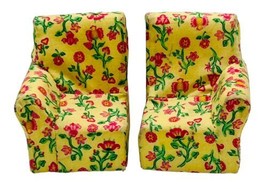 Fisher Price Loving Family Dollhouse Floral Upholstered Chairs Settee Ye... - $12.19