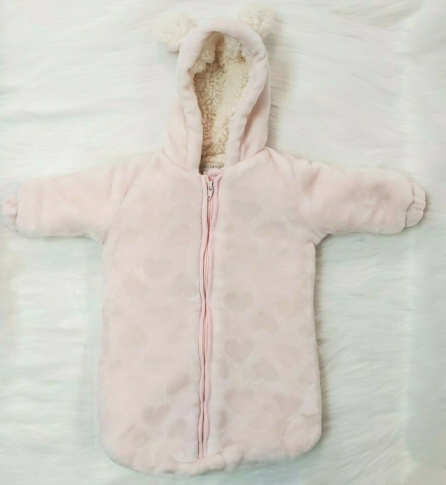 Primary image for Mon Lapin Heart Sherpa Fleece Infant Baby Bunting Snowsuit Size 0-3 Months B77