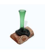 Molton Recycled Beer Bottle Glass Flower Vase On Wooden Stand - £26.33 GBP
