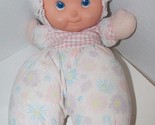 Plush soft cloth doll floral pink gingham outfit bonnet lace trim Vinyl ... - £9.02 GBP
