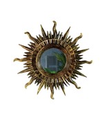 Mirror Round Sun - color Brass with Patina Resin Art Deco Style Gift Idea - $133.18 CAD