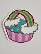 Cupcake with Rainbow Clouds and Stars Multicolor Sticker Decal Embellishment Fun - £1.83 GBP