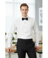 Men's 100% Cotton Regular Collar 1/4" Pleated French Cuff Tuxedo Shirt R... - $99.00