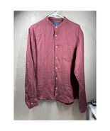 BFO MFG Delave Linen Mens Button Up Down Shirt Banded Collar Slim Fit Si... - $991.16 MXN