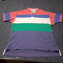 VTG American Eagle Polo Shirt Men Large Wide Stripe Multi Colored Golfer - £17.82 GBP