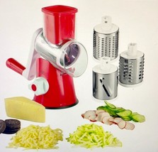 Rotary Manual Cheese Grater - 3 Interchangeagle Blades (Red) - £11.74 GBP
