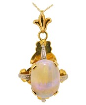 18k Oval Genuine Natural Opal with 14k Chain (#J3908) - £483.57 GBP