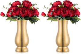 Nuptio 2 Pcs Wedding Centerpieces For Tables, 8.86In Tall Metal Flower Vase - £25.01 GBP