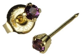 Ear Piercing Earrings Gold Mini 3mm Purple Februrary Birthstone&quot;Studex S... - £6.38 GBP