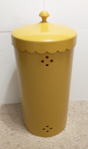 VTG 1960s Mid Century LAUNDRY HAMPER Waste Basket Mustard Yellow Scallop... - £79.13 GBP