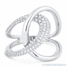 0.61 ct Round Cut Diamond Right-Hand Overlap Loop Fashion Ring in 14k White Gold - £1,546.89 GBP