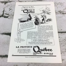 Vintage 1934 Wartime Vacations Quebec Tourist Bureau Canada Advertising ... - $9.89