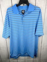 Footjoy FJ Golf Performance Polo  Blue White Stripe Large Short Sleeve - $18.69