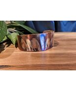 Flame painted copper cuff bracelet unisex - $25.00