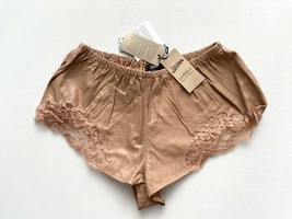 Jean Paul Gaultier x La Perla Lace Leather Boyshort Underwear Tan ( S )  - $463.29