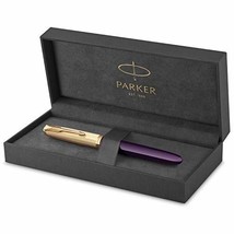 Parker 51 Fountain Pen | Deluxe Plum Barrel with Gold Trim | Fine 18k Gold Nib w - £230.70 GBP