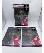 Next Style Iron On Rhinestones &amp; Studs Cross Appliqués Lot Of 3 - $288.44 MXN