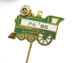 Train Engine  LION&#39;s CLUB STICKPIN for PA 1985 Vintage Goldtone GREEN AN... - €12,97 EUR