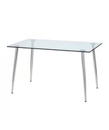 Modern 51-inch x 30-inch Glass Top Dining Table with Silver Metal Legs - €261,40 EUR