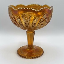 Antique Imperial Glass Bowl Stemmed Marigold Iridescent Art Deco Vintage Retro - £46.36 GBP