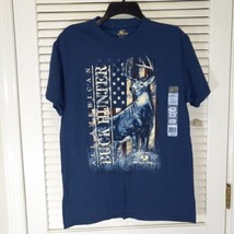 Mossy Oak All American Buck Hunter T Shirt Size M Deer Blue Flag NEW - $11.99
