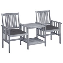  Garden Chair With Tea Table Grey Solid acacia wood Medium Durable - $324.51 CAD