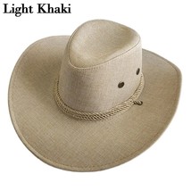 New Linen Men Summer Outdoor  Hats Solid Cool Western boy Hat  Hat Male Riding C - £85.07 GBP