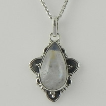 925 Sterling Silver Moonstone Handmade Necklace 18&quot; Chain Festive Gift PS-1900 - £21.96 GBP