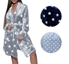 Women&#39;s Cozy Soft Leisure Geometric Shape Pattern Warm Belted Plush Robe - £29.64 GBP