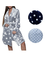 Women&#39;s Cozy Soft Leisure Geometric Shape Pattern Warm Belted Plush Robe - $52.67 CAD