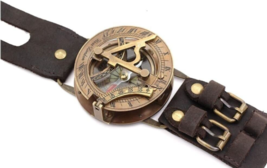 Antique Steampunk Wrist Brass Compass &amp; Sundial Watch Type Sundial x-mas gift - £25.81 GBP