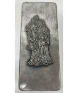  Pewter Rectangle Christmas Santa With Sac Vintage Collectible Cookie Tin - $12.35