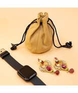 Women&#39;s Soft 100%Leather Drawstring Pouch,Spring Locks Coin Purse Wrist ... - £10.09 GBP