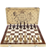 AMEROUS Chess Set, 15&quot;X15&quot; Folding Magnetic Wooden Standard Chess Game B... - $35.83