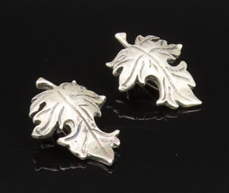 925 Sterling Silver - Vintage Antique Maple Leaf Non Pierced Earrings - ... - £43.59 GBP