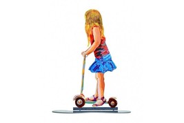 Pop Art Metal &quot;Girl On Scooter&quot; Escultura De David Gerstein - £190.56 GBP